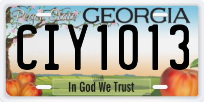 GA license plate CIY1013