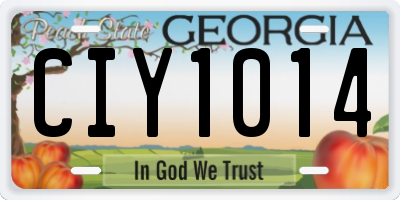 GA license plate CIY1014