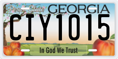 GA license plate CIY1015
