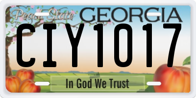 GA license plate CIY1017