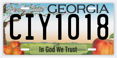 GA license plate CIY1018