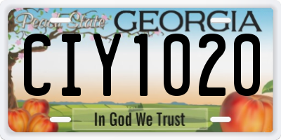 GA license plate CIY1020