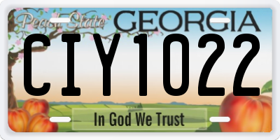 GA license plate CIY1022