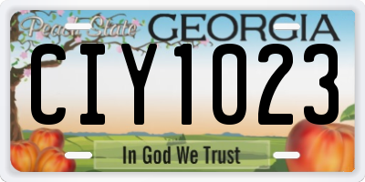 GA license plate CIY1023