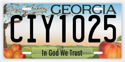 GA license plate CIY1025