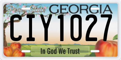 GA license plate CIY1027