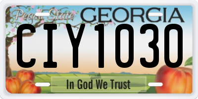 GA license plate CIY1030
