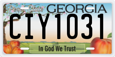 GA license plate CIY1031
