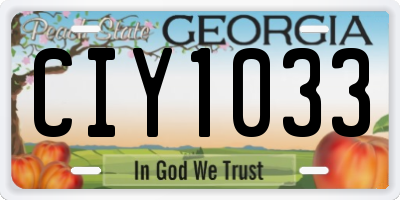 GA license plate CIY1033