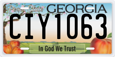 GA license plate CIY1063