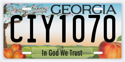 GA license plate CIY1070