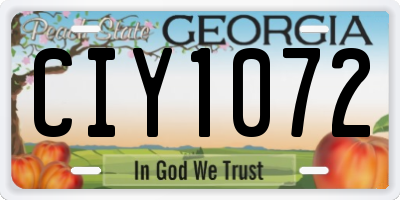 GA license plate CIY1072