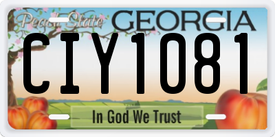 GA license plate CIY1081