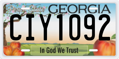GA license plate CIY1092