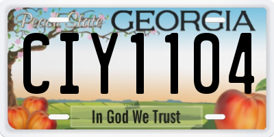 GA license plate CIY1104