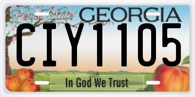 GA license plate CIY1105