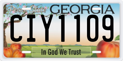 GA license plate CIY1109
