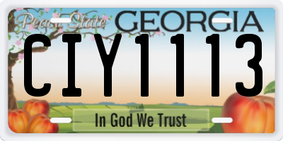 GA license plate CIY1113