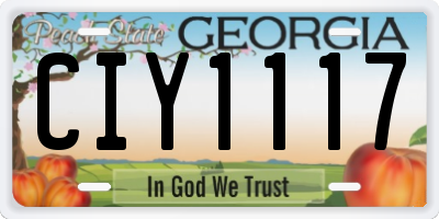 GA license plate CIY1117
