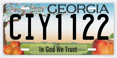 GA license plate CIY1122