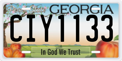 GA license plate CIY1133