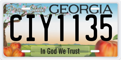 GA license plate CIY1135