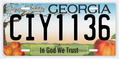 GA license plate CIY1136