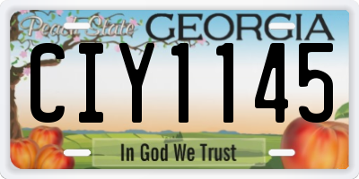 GA license plate CIY1145
