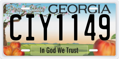 GA license plate CIY1149