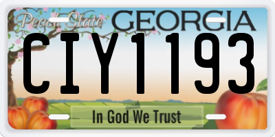 GA license plate CIY1193