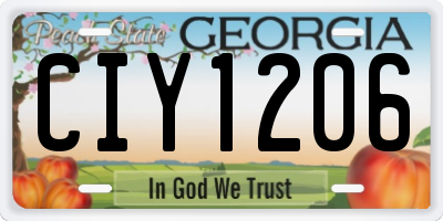 GA license plate CIY1206