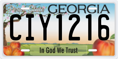 GA license plate CIY1216