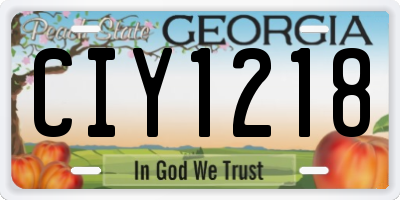 GA license plate CIY1218