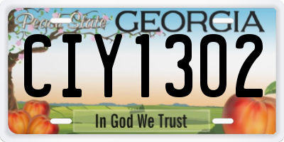 GA license plate CIY1302