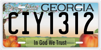 GA license plate CIY1312