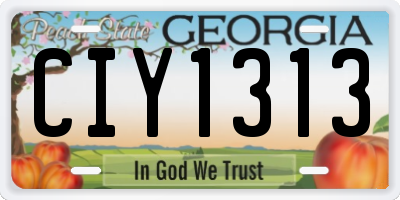GA license plate CIY1313