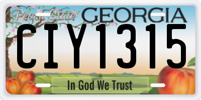 GA license plate CIY1315
