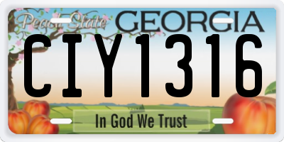 GA license plate CIY1316