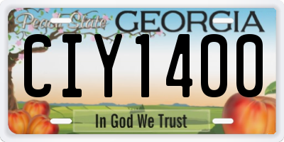 GA license plate CIY1400