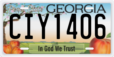 GA license plate CIY1406