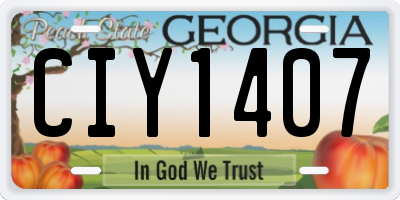 GA license plate CIY1407