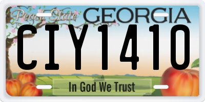 GA license plate CIY1410