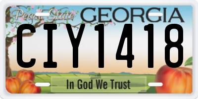 GA license plate CIY1418