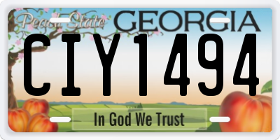 GA license plate CIY1494