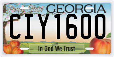 GA license plate CIY1600