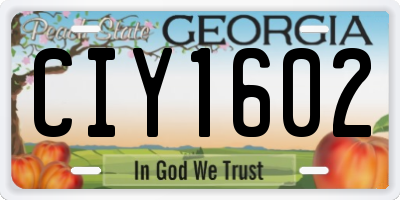 GA license plate CIY1602