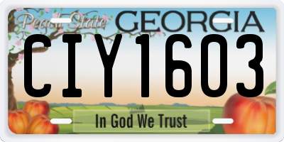 GA license plate CIY1603