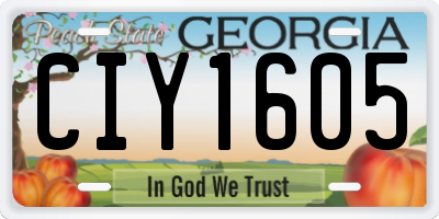 GA license plate CIY1605