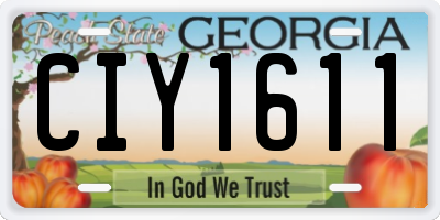 GA license plate CIY1611