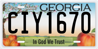 GA license plate CIY1670